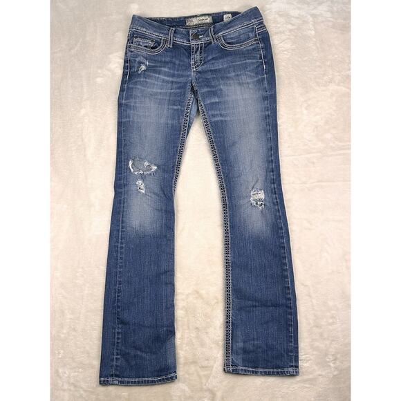 BKE Payton Jeans Y2K Blue 28L Thick Stitch Boot 28 X 33.5 Cotton Blend EUC - Picture 1 of 8